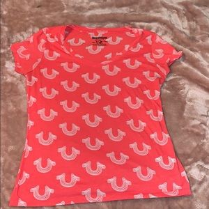 Coral colored true religion tee